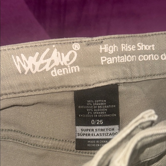 Mossimo Denim Shorts olive army green High Rise Waist Lace Trim jeans Women 0/25 - Picture 2 of 6